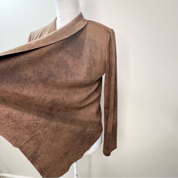 Bagatelle Faux Suede Draped Front Brown Western Jacket Small - Picture 3 of 12